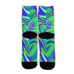 Neon Green Psychedelic Trippy Print Long Socks
