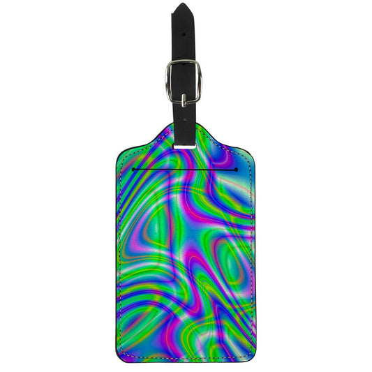 Neon Green Psychedelic Trippy Print Luggage Tag