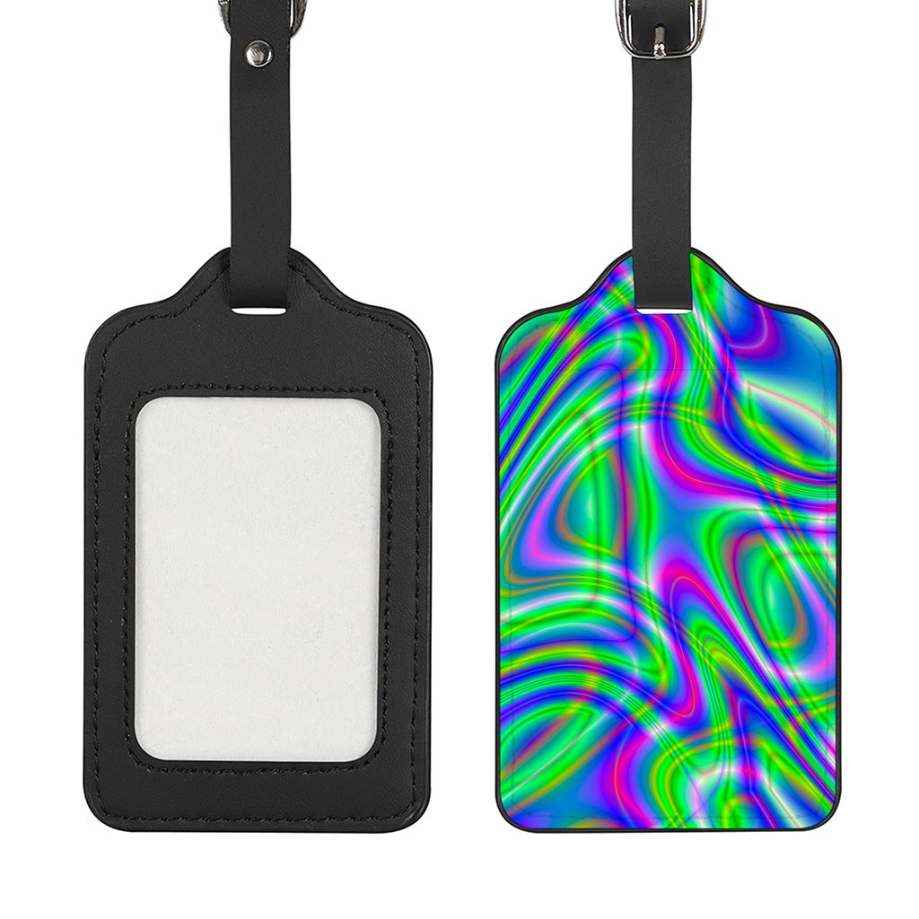 Neon Green Psychedelic Trippy Print Luggage Tag