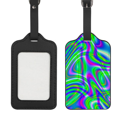 Neon Green Psychedelic Trippy Print Luggage Tag