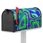 Neon Green Psychedelic Trippy Print Mailbox Cover