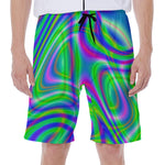 Neon Green Psychedelic Trippy Print Men's Beach Shorts