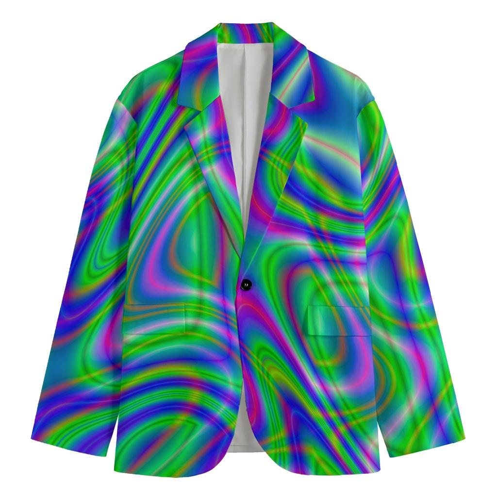 Neon Green Psychedelic Trippy Print Men's Blazer