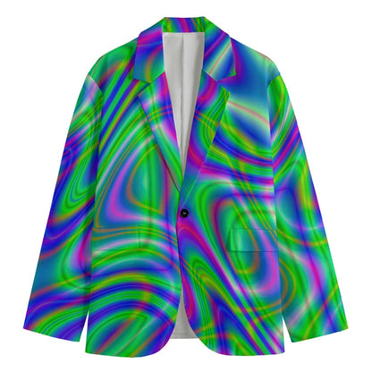 Neon Green Psychedelic Trippy Print Men's Blazer