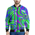 Neon Green Psychedelic Trippy Print Men's Bomber Jacket