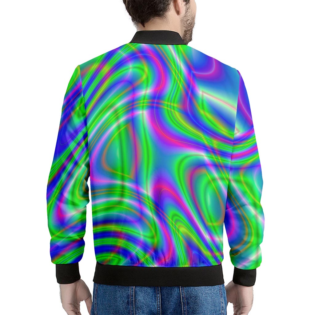 Neon Green Psychedelic Trippy Print Men's Bomber Jacket