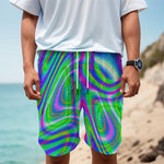 Neon Green Psychedelic Trippy Print Men's Cargo Shorts