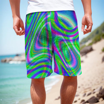 Neon Green Psychedelic Trippy Print Men's Cargo Shorts