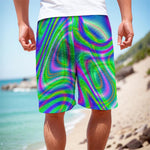 Neon Green Psychedelic Trippy Print Men's Cargo Shorts