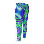 Neon Green Psychedelic Trippy Print Men's Compression Pants