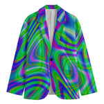 Neon Green Psychedelic Trippy Print Men's Cotton Blazer