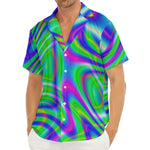 Neon Green Psychedelic Trippy Print Men's Deep V-Neck Shirt