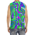 Neon Green Psychedelic Trippy Print Men's Fitness Tank Top