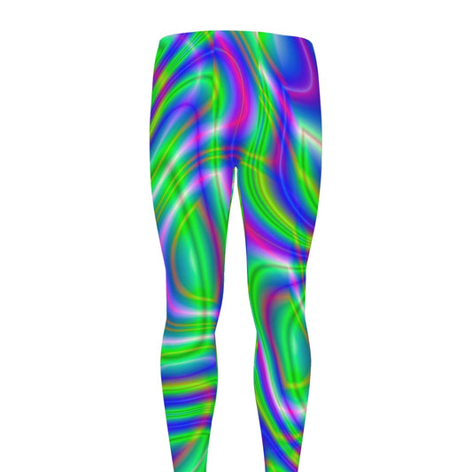 Neon Green Psychedelic Trippy Print Men's leggings