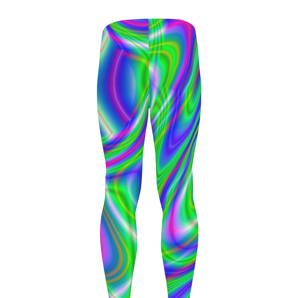 Neon Green Psychedelic Trippy Print Men's leggings