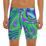 Neon Green Psychedelic Trippy Print Men's Long Boxer Briefs