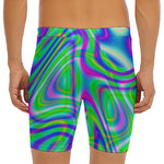 Neon Green Psychedelic Trippy Print Men's Long Boxer Briefs