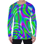 Neon Green Psychedelic Trippy Print Men's Long Sleeve T-Shirt