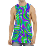 Neon Green Psychedelic Trippy Print Men's Muscle Tank Top