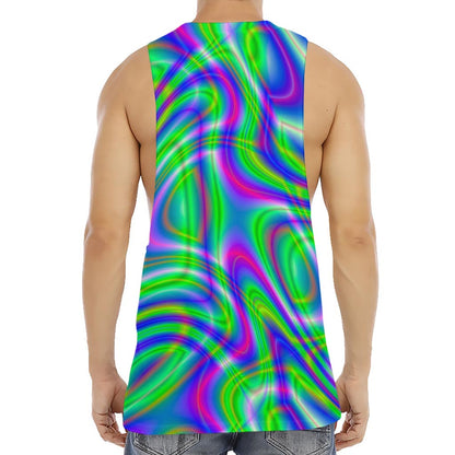 Neon Green Psychedelic Trippy Print Men's Muscle Tank Top