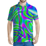 Neon Green Psychedelic Trippy Print Men's Polo Shirt