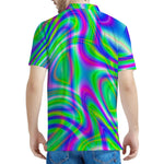 Neon Green Psychedelic Trippy Print Men's Polo Shirt