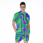 Neon Green Psychedelic Trippy Print Men's Rompers