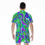 Neon Green Psychedelic Trippy Print Men's Rompers