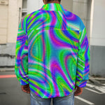 Neon Green Psychedelic Trippy Print Men's Shirt Jacket