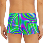 Neon Green Psychedelic Trippy Print Men's Short Boxer Briefs