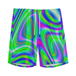 Neon Green Psychedelic Trippy Print Men's Sports Shorts