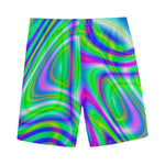 Neon Green Psychedelic Trippy Print Men's Sports Shorts