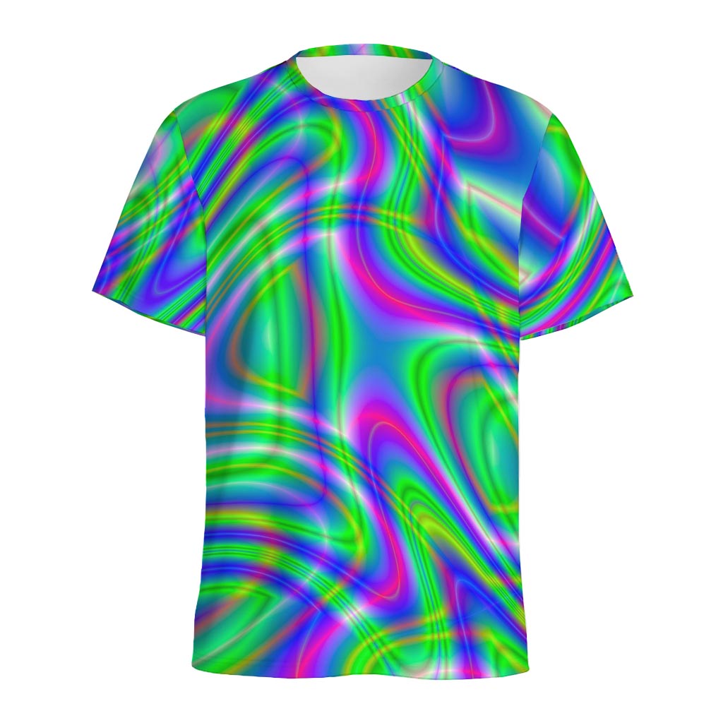 Neon Green Psychedelic Trippy Print Men's Sports T-Shirt