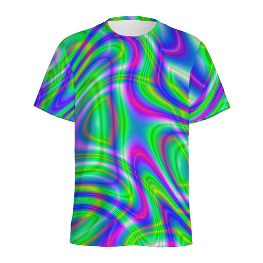 Neon Green Psychedelic Trippy Print Men's Sports T-Shirt