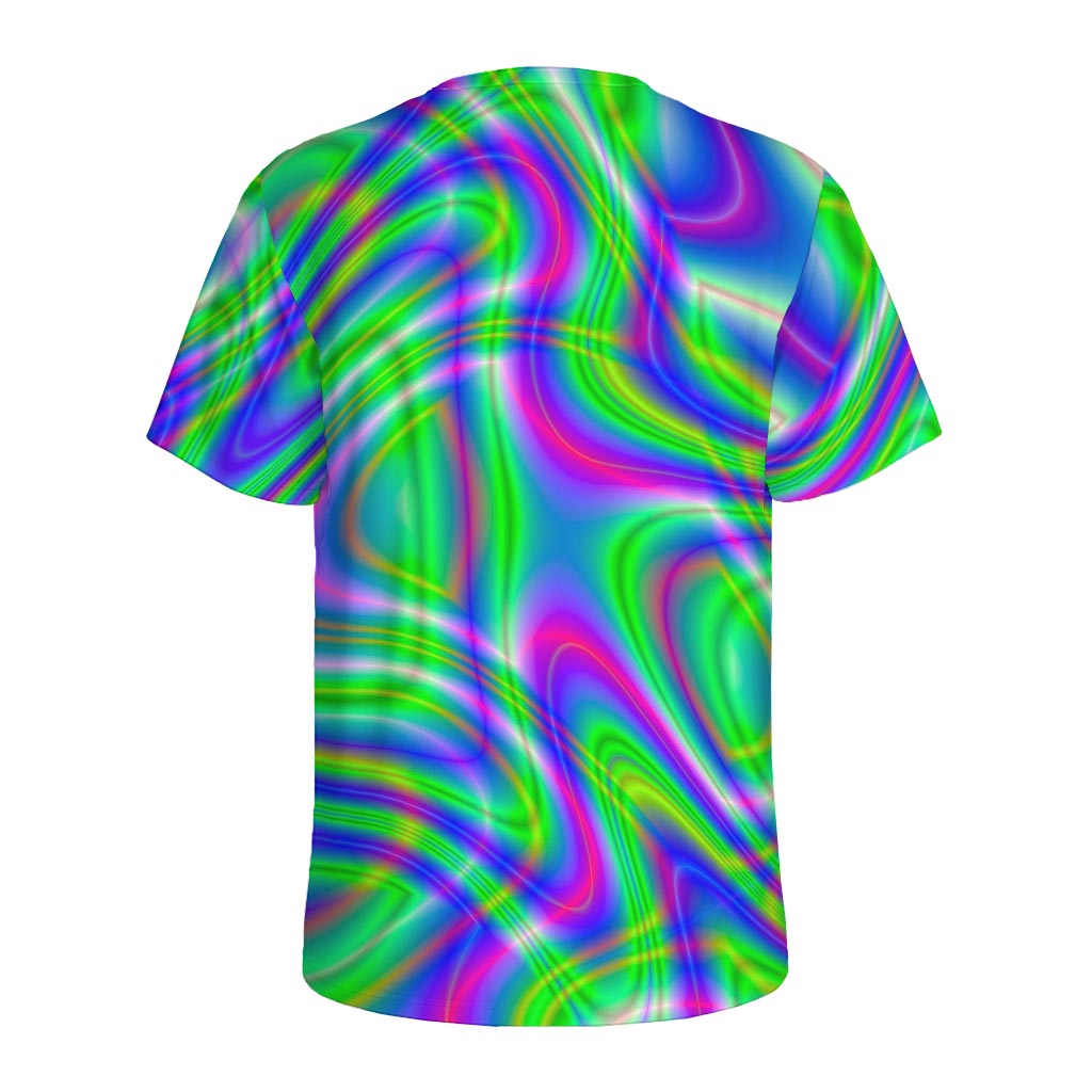 Neon Green Psychedelic Trippy Print Men's Sports T-Shirt