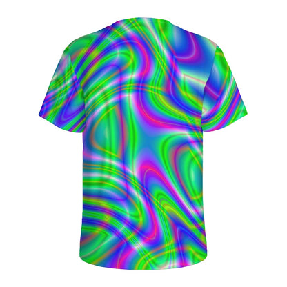 Neon Green Psychedelic Trippy Print Men's Sports T-Shirt