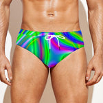 Neon Green Psychedelic Trippy Print Men's Swim Briefs