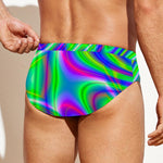 Neon Green Psychedelic Trippy Print Men's Swim Briefs