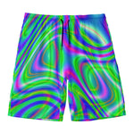 Neon Green Psychedelic Trippy Print Men's Swim Trunks