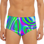 Neon Green Psychedelic Trippy Print Men's Triangle Swim Briefs