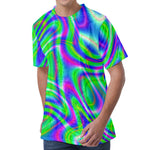 Neon Green Psychedelic Trippy Print Men's Velvet T-Shirt
