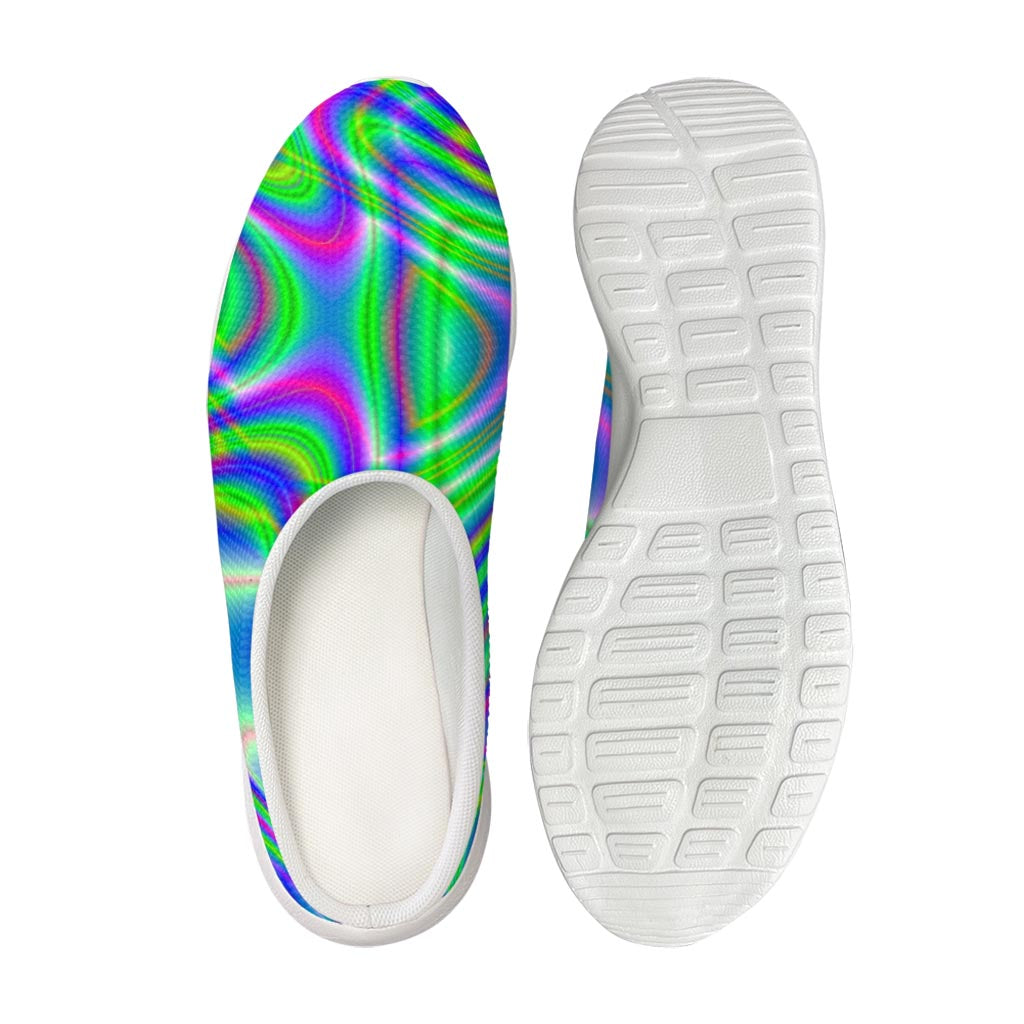 Neon Green Psychedelic Trippy Print Mesh Casual Shoes