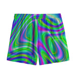 Neon Green Psychedelic Trippy Print Mesh Shorts