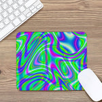 Neon Green Psychedelic Trippy Print Mouse Pad