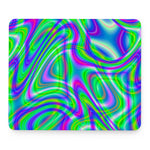 Neon Green Psychedelic Trippy Print Mouse Pad
