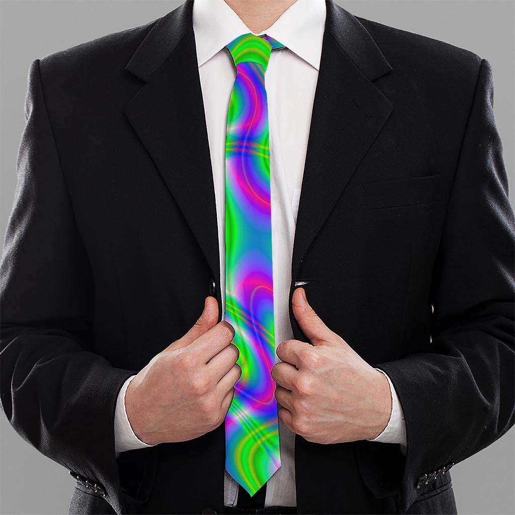 Neon Green Psychedelic Trippy Print Necktie