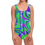 Neon Green Psychedelic Trippy Print One Piece Swimsuit