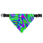 Neon Green Psychedelic Trippy Print Over The Collar Dog Bandana