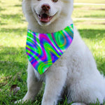 Neon Green Psychedelic Trippy Print Over The Collar Dog Bandana