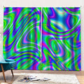 Neon Green Psychedelic Trippy Print Pencil Pleat Curtains